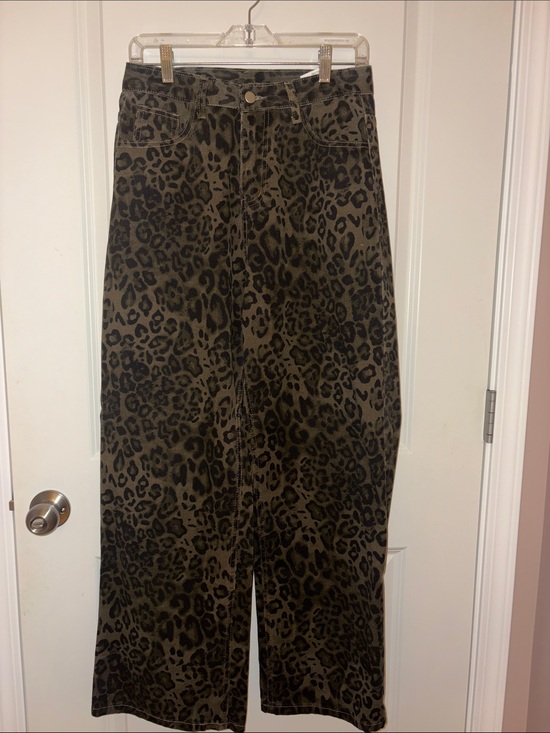 Amazon Pants - Amazon Olive Green and Black Leopard Wide Leg Pants